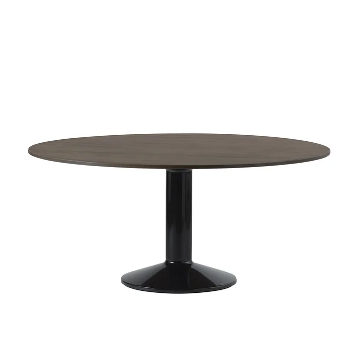 Muuto - Midst Dining table, Ø 160 cm, dark oiled oak / black