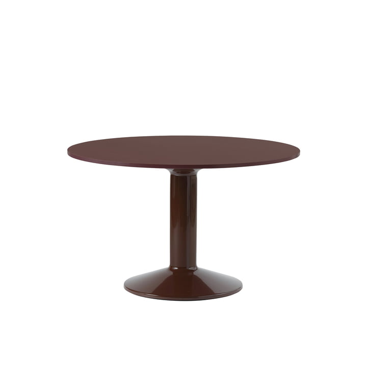 Muuto - Midst Dining table, Ø 120 cm, linoleum dark red / red
