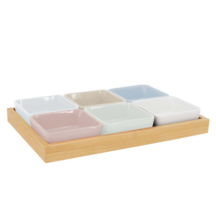 Remember - Set of bowls with wooden tray (7 pcs.)