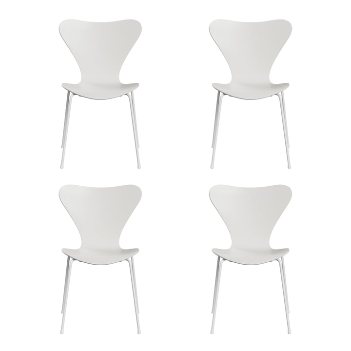 Fritz Hansen - Series 7 chair, monochrome ash white lacquered, 4 6. 5 cm (set of 4)