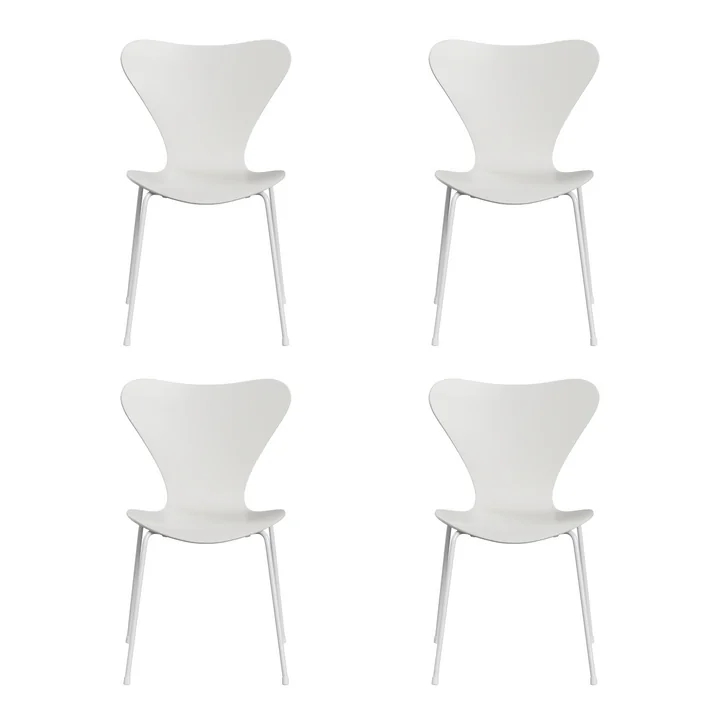 Fritz Hansen - Series 7 chair, monochrome ash stained white / black frame (set of 4)
