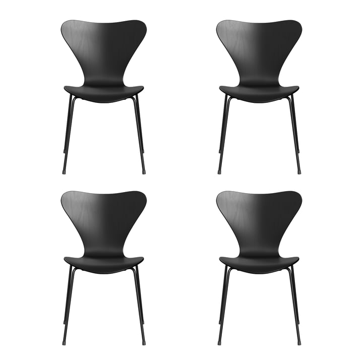 Fritz Hansen - Series 7 chair, monochrome ash black stained / black frame (set of 4)