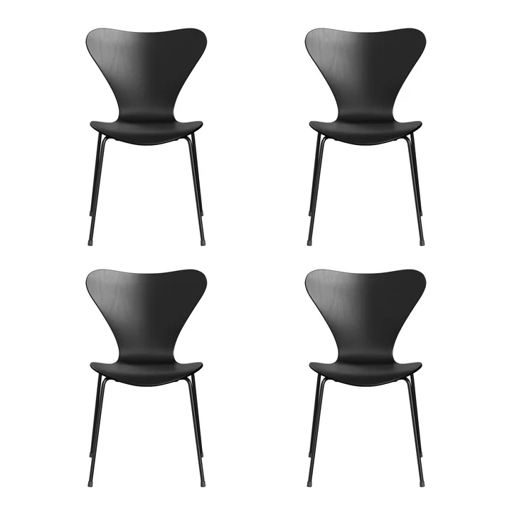 Fritz Hansen - Series 7 chair, monochrome ash black stained / black frame (set of 4)
