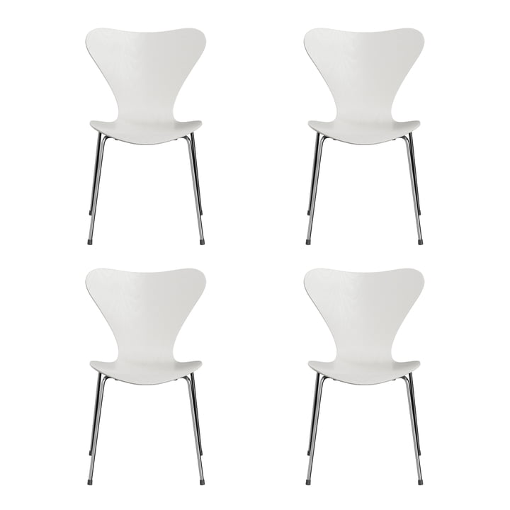 Fritz Hansen - Series 7 chair, chrome / white stained ash (set of 4)