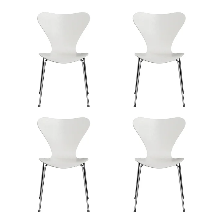 Fritz Hansen - Series 7 chair, chrome / white stained ash (set of 4)