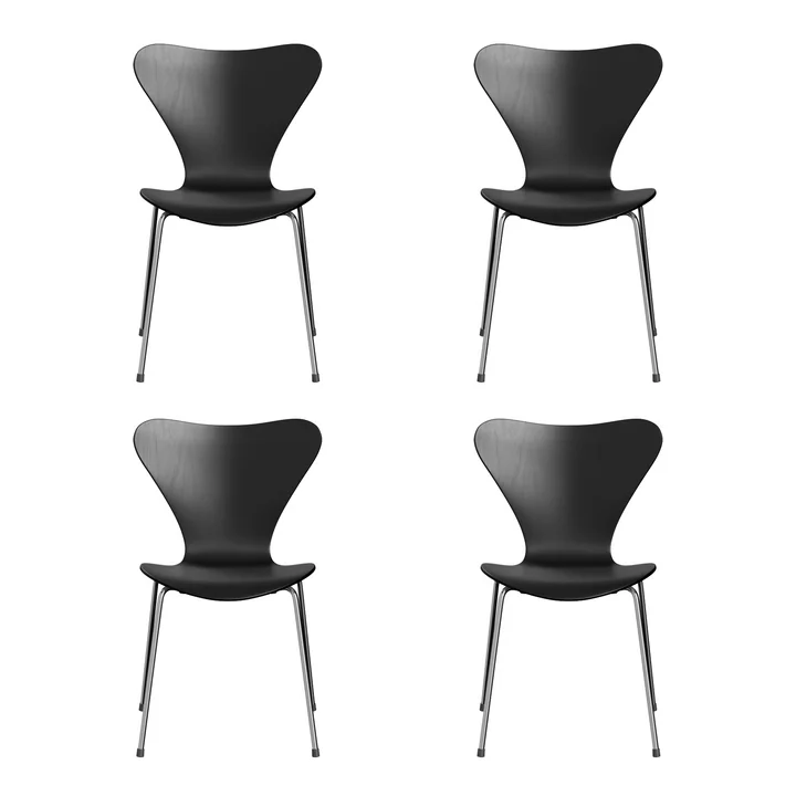 Fritz Hansen - Series 7 chair, chrome / ash black colored (set of 4)