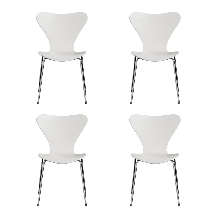Fritz Hansen - Series 7 chair, chrome / white lacquered ash (set of 4)