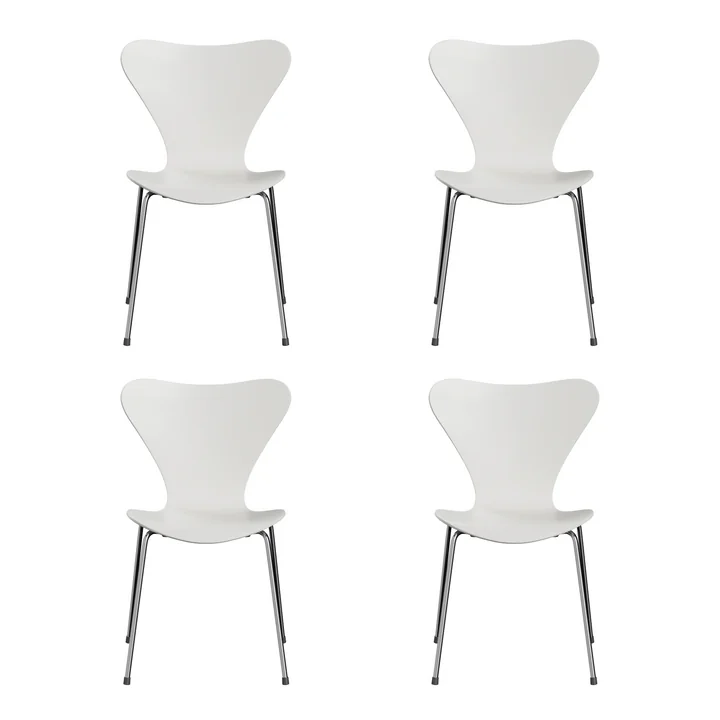 Fritz Hansen - Series 7 chair, chrome / white lacquered ash (set of 4)