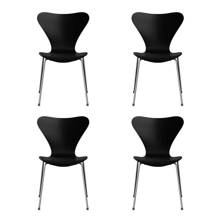 Fritz Hansen - Series 7 chair, chrome / black lacquered ash (set of 4)