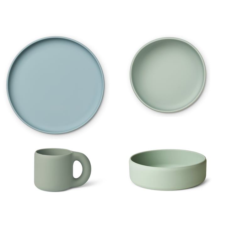 Andie Tableware set, green multi mix (set of 3) by LIEWOOD