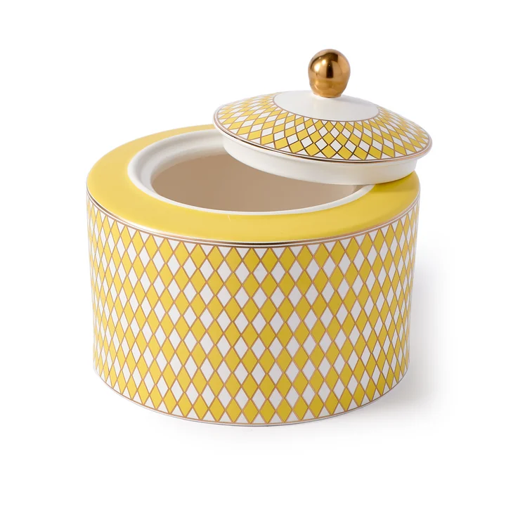Pols Potten - Chess Storage box, h 14 cm, yellow
