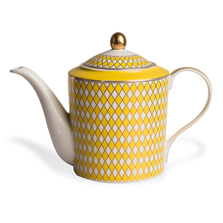 Pols Potten - Chess Teapot 1.1 l, matt glazed, yellow / gold