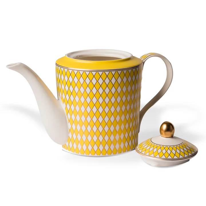 Pols Potten - Chess Teapot 1.1 l, matt glazed, yellow / gold