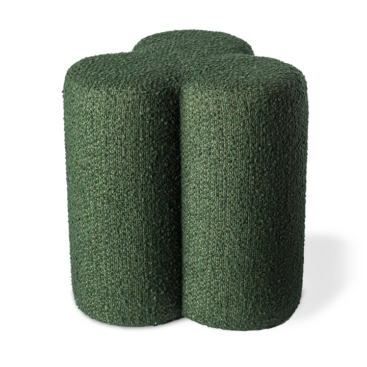 Pols Potten - Clover Stool, Ø 45 x H 37 cm, Boucle / green
