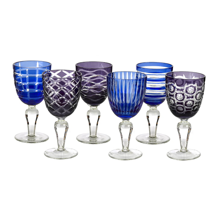 Pols Potten - Cobalt Wine glass, multicolor (set of 6)