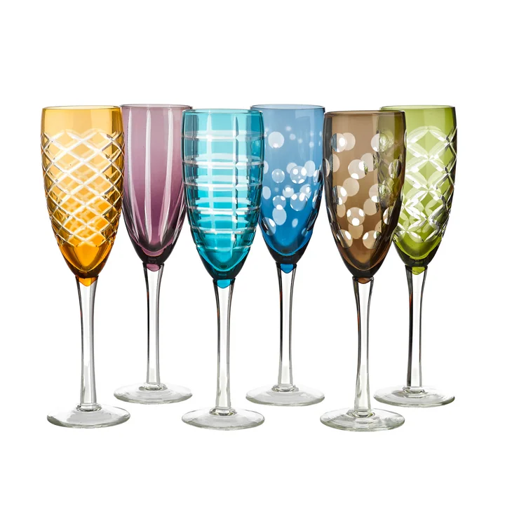 Pols Potten - Cuttings Champagne glass, Ø 7 cm, multicolored (set of 6)