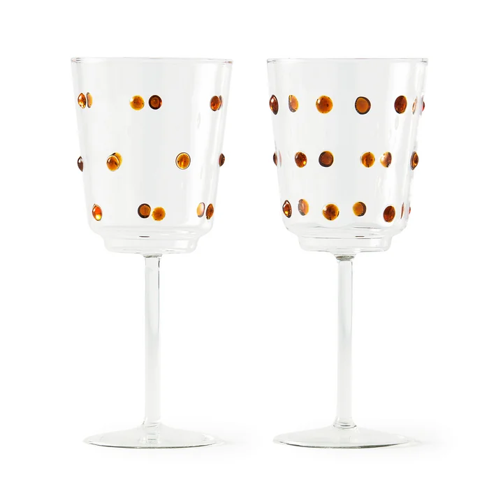 Pols Potten - Nob Wine glass, H 20 cm, yellow (set of 2)