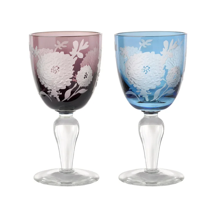 Pols Potten - Peony Wine glass, multicolored