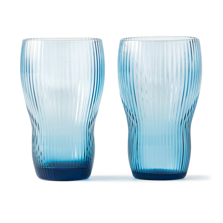 Pols Potten - Pum Longdrink glass, H 12 cm, light blue (set of 2)