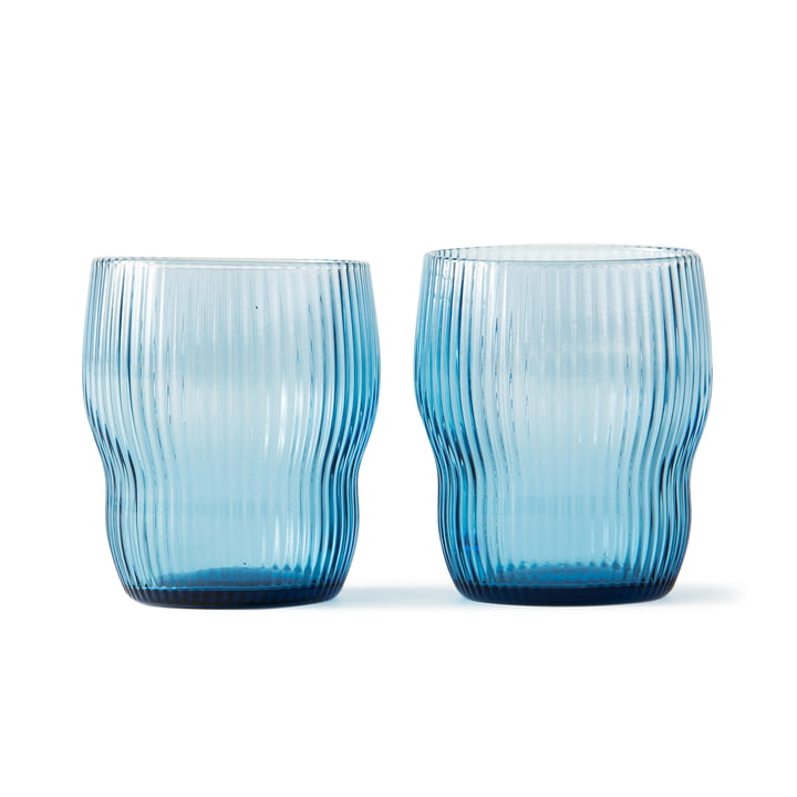 Pols Potten - Pum Longdrink glass, H 9 cm, light blue (set of 2)