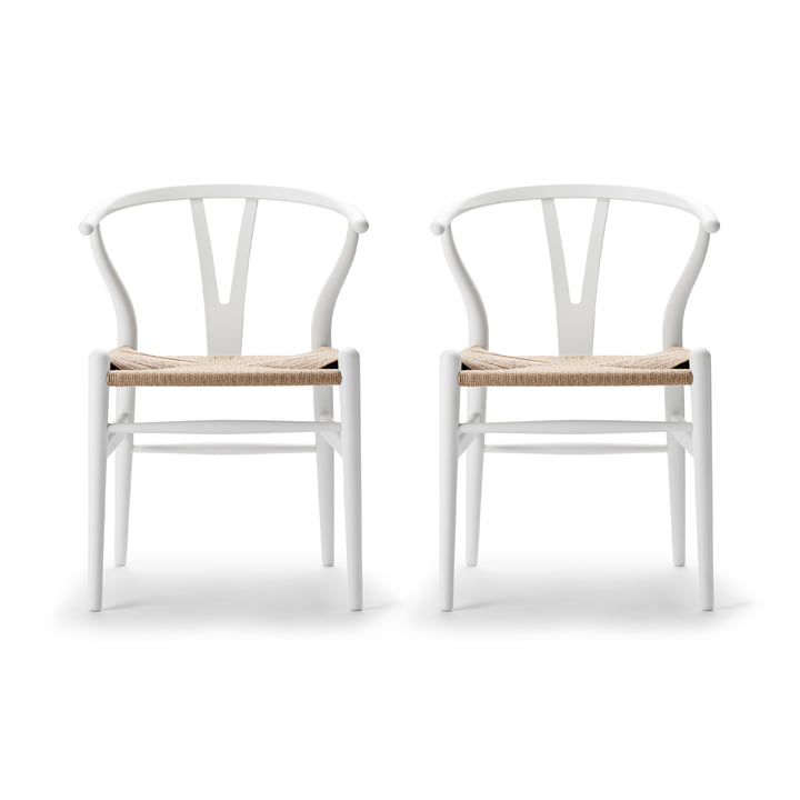 Carl Hansen - CH24 Wishbone Chair , soft white / natural wicker (set of 2)
