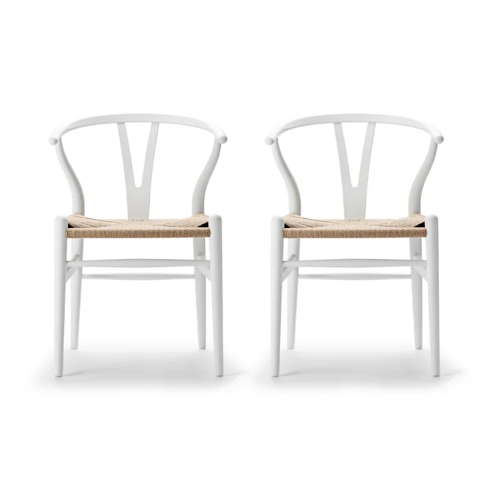 Carl Hansen - CH24 Wishbone Chair , soft white / natural wicker (set of 2)