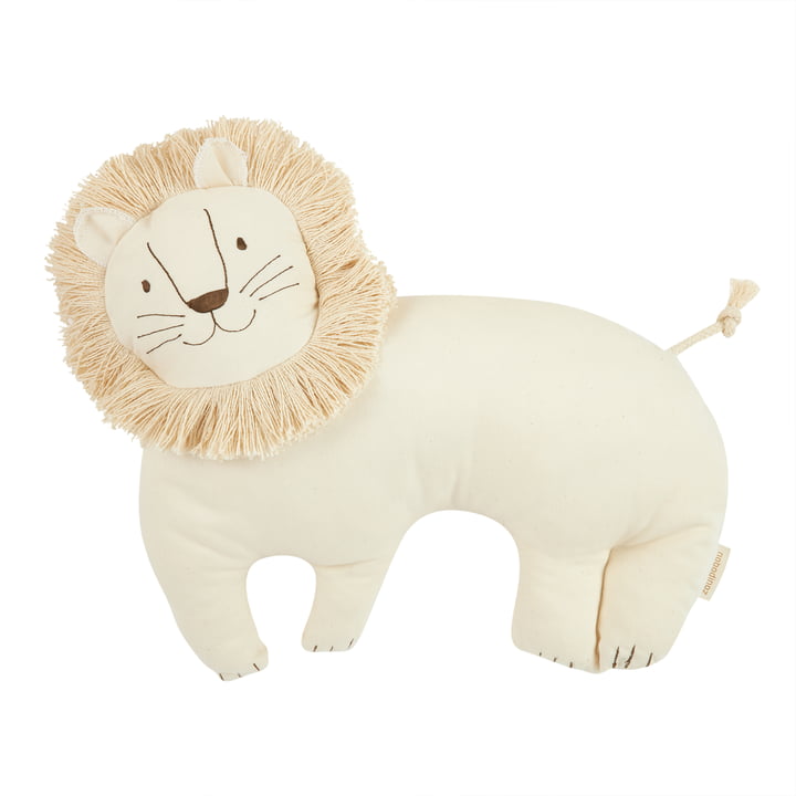 Nobodinoz - White Lion Cushion, 39 x 33 cm, white