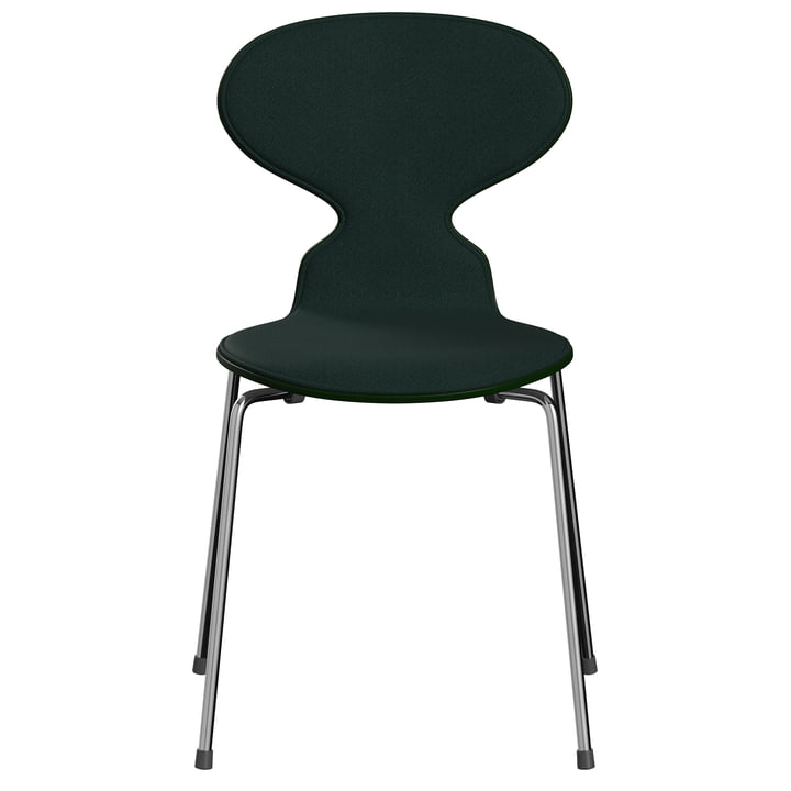 Fritz Hansen - Ant 3101 Chair, dark green (Vidar 1062) / ash lacquered evergreen / chromed