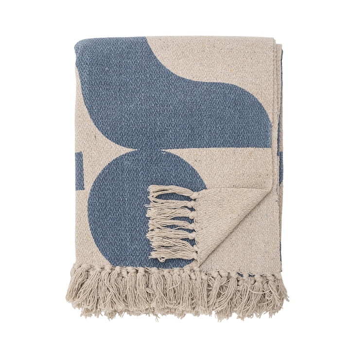 Bloomingville - Agno Blanket, 160 x 130 cm, blue, recycled cotton
