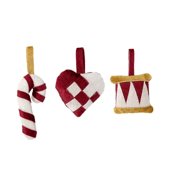 Bloomingville - Velua Ornament, red (set of 3)