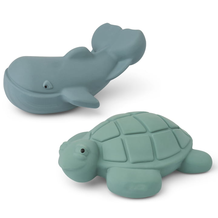 Ned Bath toy, peppermint / whale blue mix (set of 2) by LIEWOOD