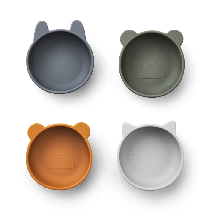 Iggy Silicone bowls, blue mix (set of 4) by LIEWOOD