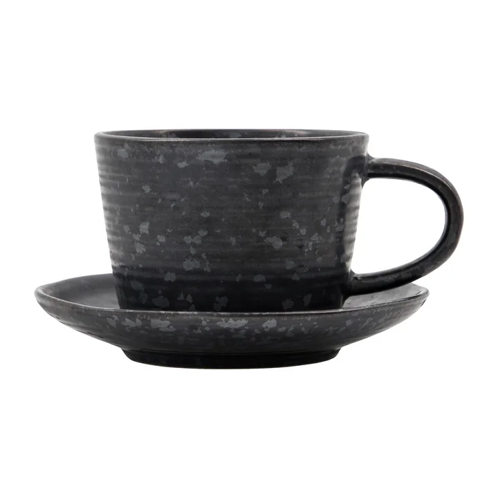 Pion cup with coaster from House Doctor in the version black / brown