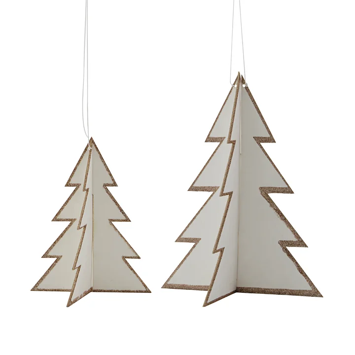 Threed Ornaments from House Doctor in white / gold finish (set of 2)