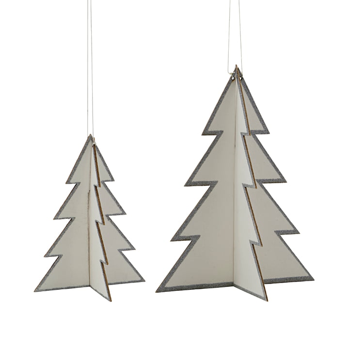 Threed Ornaments from House Doctor in white / silver finish (set of 2)