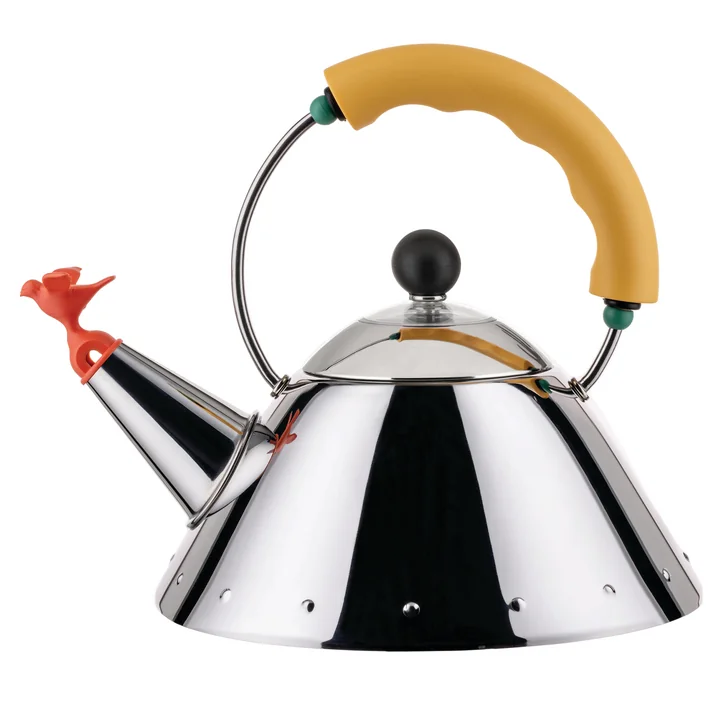 Kettle 9093 /1 "Bird Kettle" from Alessi in the polished / yellow version