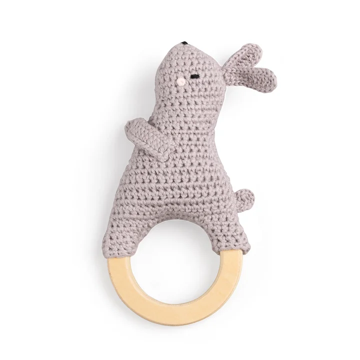 Sebra - Crochet rattle bunny, purple