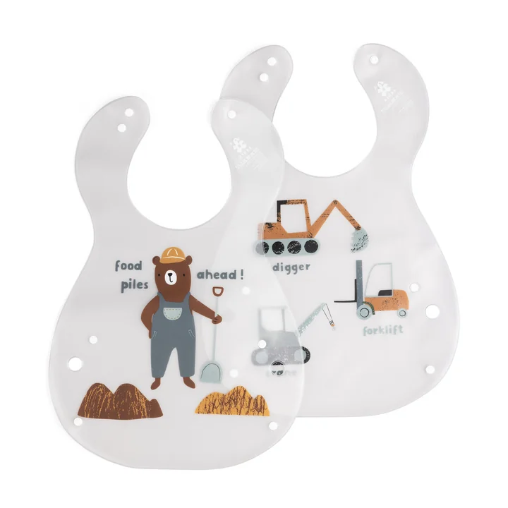 Plastic bibs, Busy Builders (set of 2) by Sebra