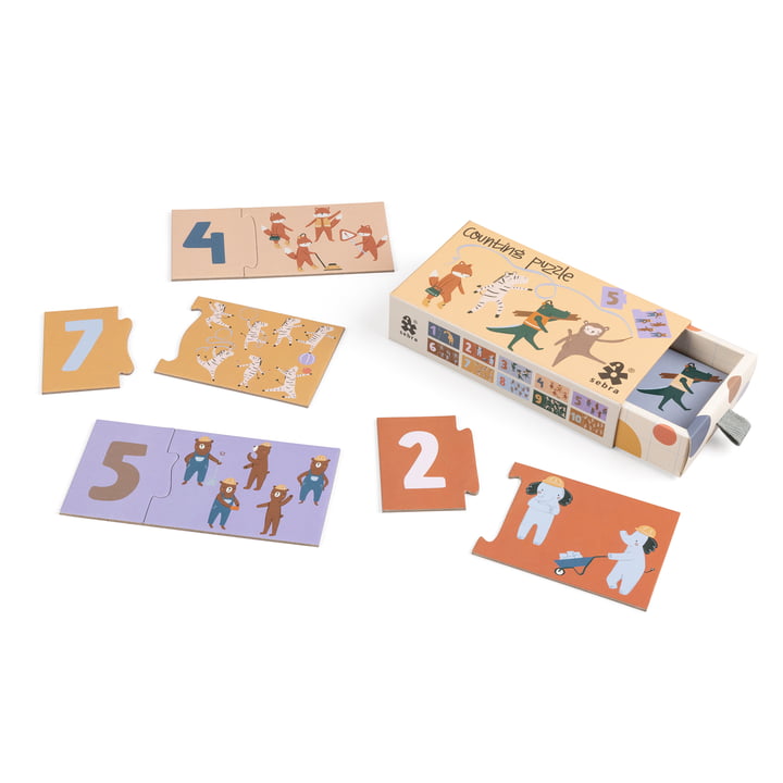 Puzzle with numbers, Toes / Builders, multicolored by Sebra