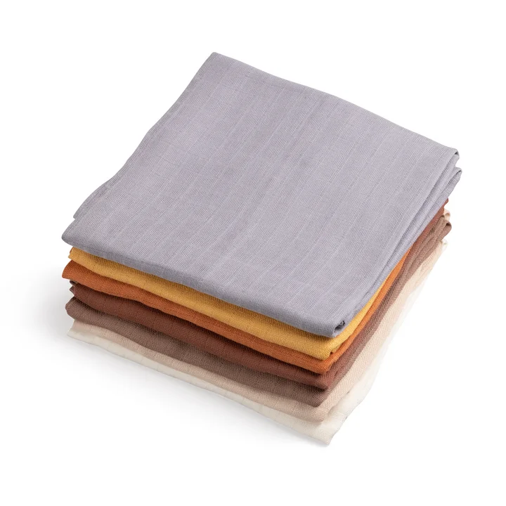 Sebra - Plain burp cloths, Toes / Builders (set of 7)