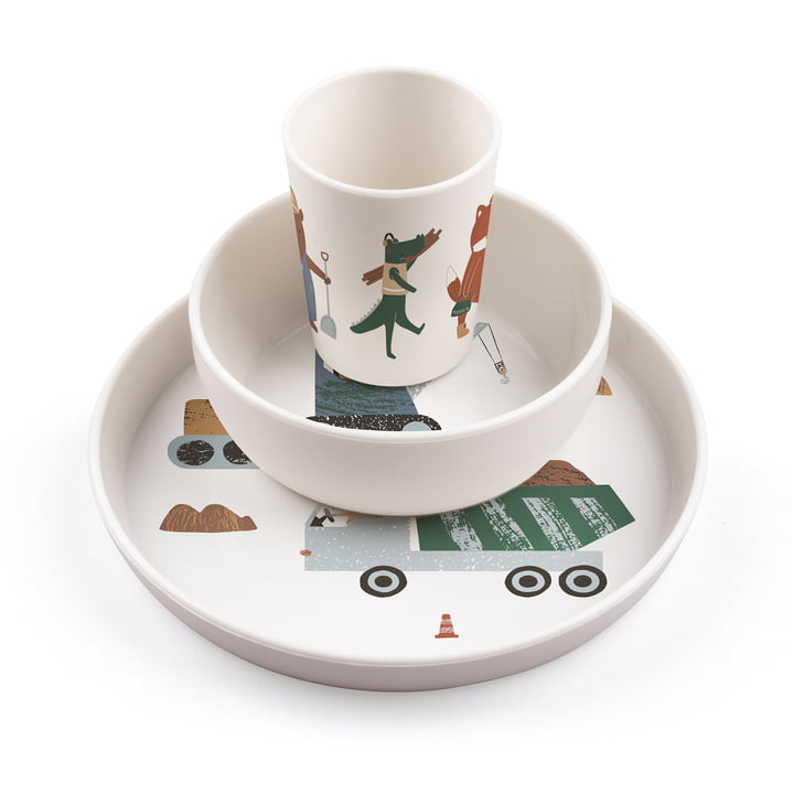 Tastii Tableware set, Busy Builders (set of 3) by Sebra