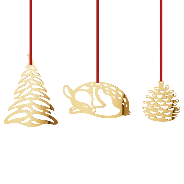 Large Christmas Ornament, gold (set of 3) from Georg Jensen