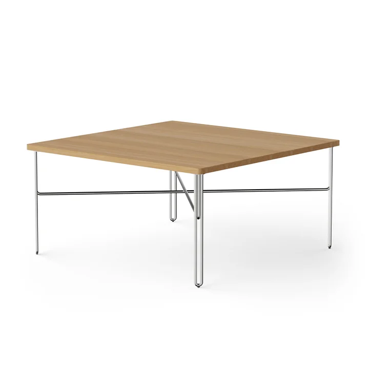 Inline Coffee table from NINE in the finish oak / polished stainless steel
