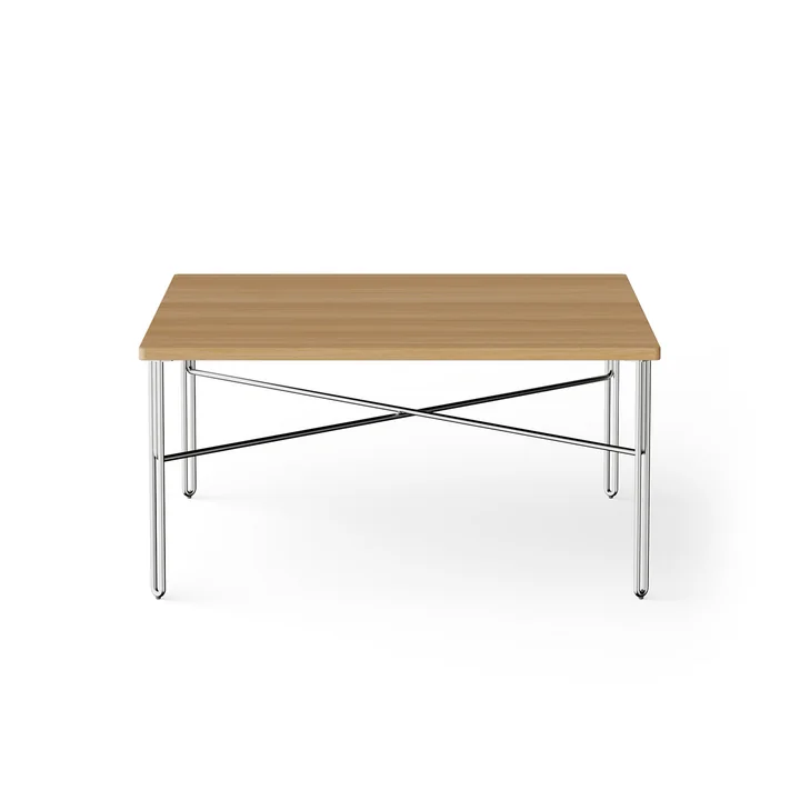 Inline Coffee table from NINE in the finish oak / polished stainless steel