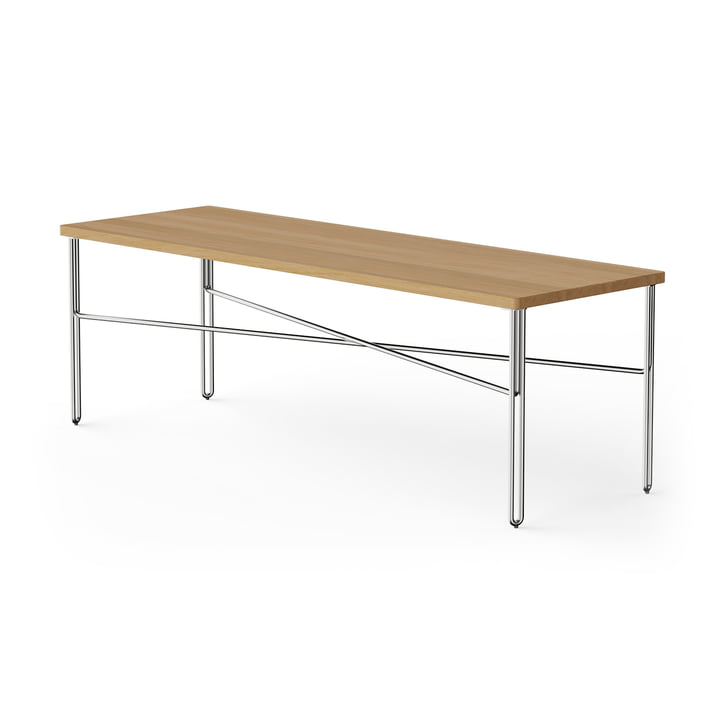 Inline Coffee table from NINE in the finish oak / polished stainless steel