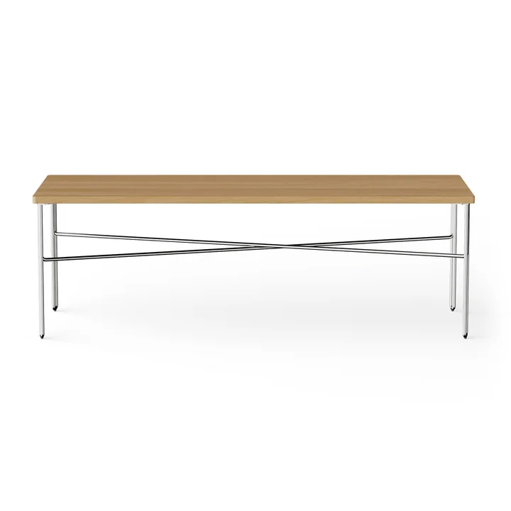 Inline Coffee table from NINE in the finish oak / polished stainless steel