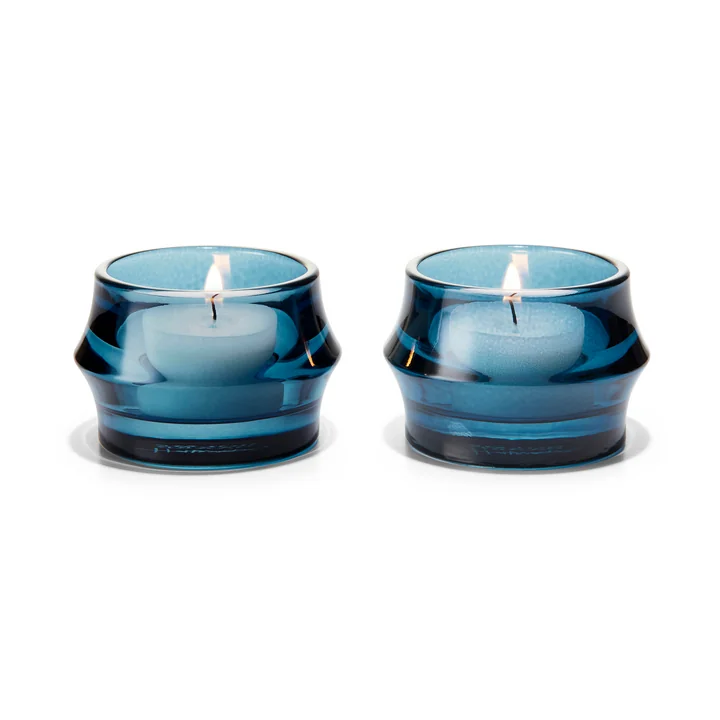 Holmegaard - Arc Tealight holder, Ø 7.2 cm, dark blue (set of 2)