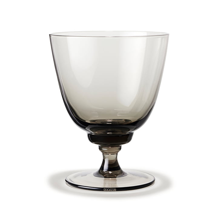 Flow Drinking glass with foot with Holmegaard in color smoke