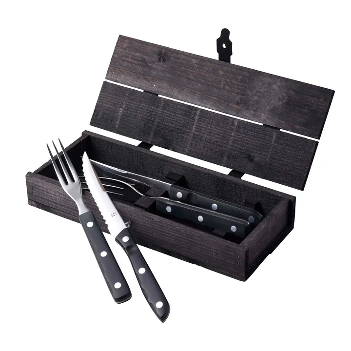 Old Farmer Steak cutlery from Gense in the version black / steel