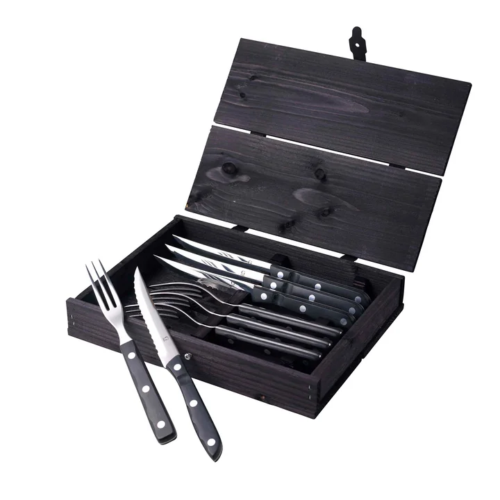 Old Farmer Steak cutlery from Gense in the version black / steel